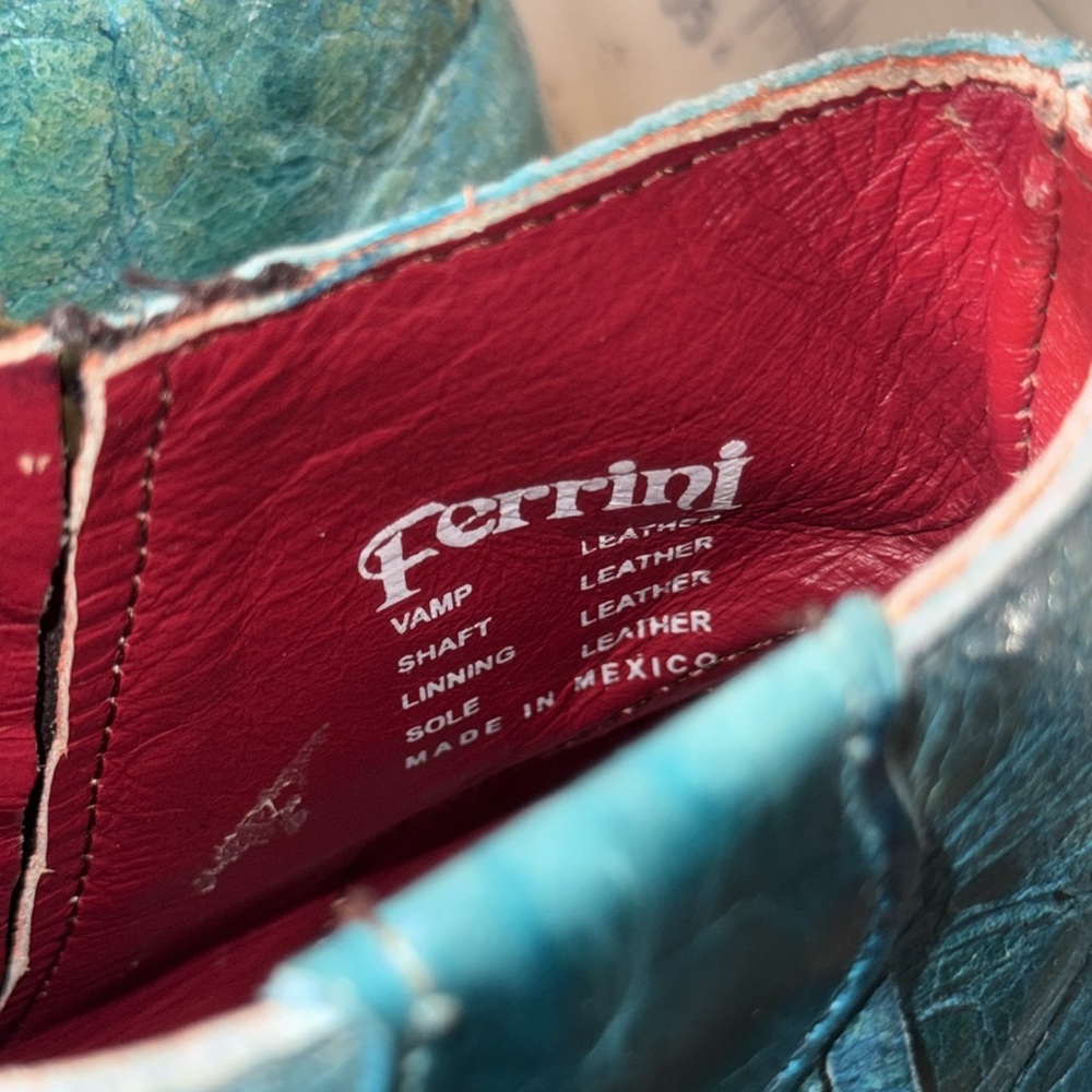 Ferrini Teal Leather Ankle Boots - Picture 8 of 8